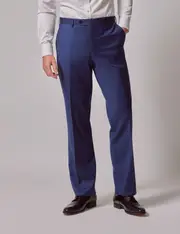 Hawes & Curtis Royal Blue Twill Wool Classic Fit Suit Trousers Size: 40" (EU 56)