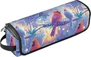 Art Blue Red Birds Hot Hair Tools Travel Bag with Heat Resistant Mat Dustproof Travel Hair Straightener Bag for Flat Iron Hot Tools and Haircare Accessories Travel Accessory
