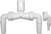 Schläfer 655825 | Double Drain Fitting for Washing Machine Dryer DN32 (Diameter 32 mm) with Check Valves | Attachment for Washing Machine Dryer or Dishwasher, White