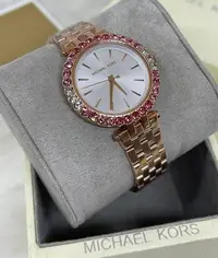 在飛比找Yahoo!奇摩拍賣優惠-MICHAEL KORS Darci 晶鑽圈 白色錶盤 玫瑰