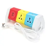 Alardor ALD-3W6KLU 250V Rotating Socket Intelligent Patch Panel USB Plug Board Power Strip 7757 US PLUG