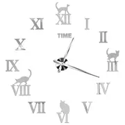 Wall Clock Silver Design 27 Inch 3D Diy Mirror Acrylic Sticker Quartz Wall Clocks