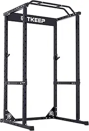 RitKeep 1200lb Capacity Heavy-Duty RMAX 2250 Adjustable Power Rack Cage Multi-purpose Squat Rack with J-Hooks, Pull-up Bar, Safety Bars for home workout and weightlifting