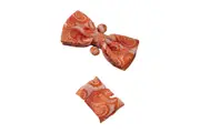Mens Orange Paisley Matching Bow Tie, Pocket Square & Cuff Links Set