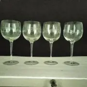 Etched Palm Tree Crystal White Wine Glasses (4)