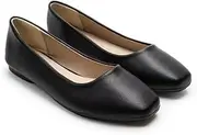 [HEYUAN] Womens Ballet Flats Patent Matte PU Leather Solid Square Toe Foldable Slip On Shoes