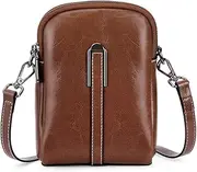 [Generic] Shoulder Bag Mobile Phone with Purse Genuine Leather Lightweight Small Handbag Mini Shoulder Bag with Long Straps for Mobile Phone