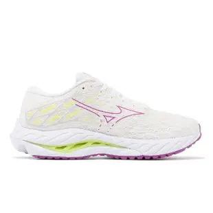 【MIZUNO 美津濃】慢跑鞋 Wave Inspire 20 Super Wide 女鞋 超寬楦 白 紫 波浪片 美津濃(J1GD2446-24)