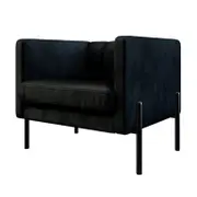 Avian Velvet Accent Sofa with Steel Legs - Black