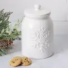 Snowflake Embossed White Winter Cookie Jar