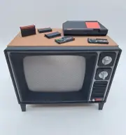 1980s TV Diorama with Sega Master System Shelf Desk Art Doll House