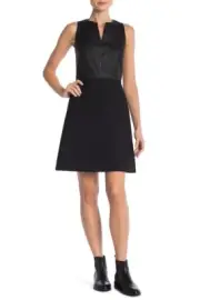 $595 NWT Theory ALINEA Mod Stretch Leather Light Sleeveless Black Dress sz 6; 8