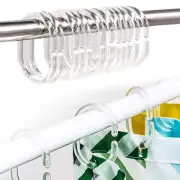 Easy Glide White Plastic Shower Curtain Rings Hooks Set of 24 Sliding Hangers
