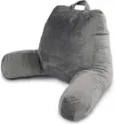 Back Support Reading Pillow with Shredded Memory Foam, Arms and Washable Cover