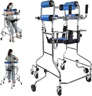 Walker for Seniors with Seat, Portable Hemiplegia Rehabilitation Standing Frame for Disabled Adults 150-180 cm - Medical Walking Aid