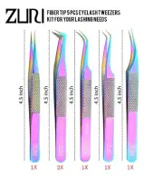 Eyelash Extension Tweezers Set - Fiber Precision Tip - Eyelash Volume - 6 Pcs