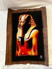Egyptian Antique look Papyrus Paper King Ramses Statue 13" X 17"