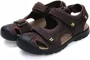 [Asifn] Men's Sports Hiking Sandals Adjustable Casual Athletic Fisherman Beach Leather Closed Toe Anti Collision Summer