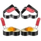 4Pcs Heart Egg Rings Nonstick Pancake Cooking Ring with Silicone Handle