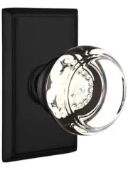 Emtek 8221GTUS19 Privacy, Rectangular Rosette, Georgetown Knob, Flat Black