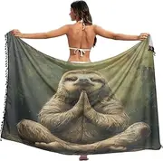 [RPLIFE] Funny Sloth Sarong Beach Coverup, Summer Beautiful Swimsuit Wrap Sarong, Large, Funny Sloth, Medium