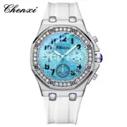 CHENXI Women Watch Chronograph Elegant Rhinestone Girl Lady Silicone Wristwatch