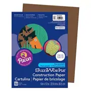 SunWorks Construction Paper, Dark Brown, 9" x 12", 50 Sheets