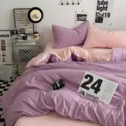 Pink-purple 1.5m Bed Fitted Sheet Set with 200x230cm Duvet Cover - 4-Piece Beddi