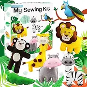 Craft Sewing Kit for Teens Ages 6-8-12, Learn to Make Your Own Woodland Felt Animals First Sew Kit Beginner DIY Arts Set, Plush Craft Easy Sewing Stuffed Animals for Kids Boys Girls