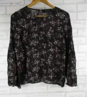 Decjuba womens blouse black pink floral print Size 14. New With Tags.