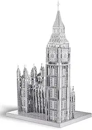 Piececool 3D Puzzles for Adults Metal Big Ben Model Kit, The Clock Tower London Architecture Building Kit, STEM Toys for Teens Boys, Great Halloween, 49Pcs Silver