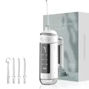 Portable Water Flosser, Recargable and Portable Oral Irrigator, 6 Dental Care Modes, 4 Nozzles, Great Plaque Remover for Teeth (White)