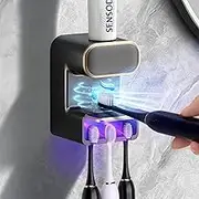 HEYInova Automatic Toothpaste Dispenser,Wall Mounted Electric Toothpaste Dispenser with 3 Toothpaste Slots,Toothpaste Dispenser for Kids and Adults (Black)