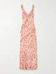 [LOVESHACKFANCY] LOVESHACKFANCY - Radiance Lace-trimmed Ruffled Floral-print Crepe De Chine Maxi Dress - Multi - x small x small Multi
