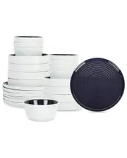 Stone Lain Elica 24pc Navy/White Stoneware Dinnerware Set