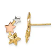 Sterling Silver And Flash Yellow Rose Gold Plated Star Earrings