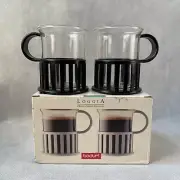 Bodum Loggia Black Plastic Clear Glass 200ml Coffee Cups Set of 2 Boxed No.4562