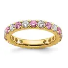 2.6Ct Lab Grown Diamond & Pink Sapphire Wedding Band Ring Size 5 14k Yellow Gold