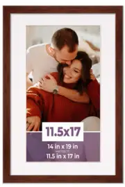 11.5x17 Frame Walnut With White Picture Mat For 11.5x17 Photo - Walnut 14x19 Fra