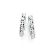 9ct White Gold Diamond Hoops
