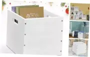 Wood Decorative Storage Cube Boxes with Handles, Rustic Large Storage White