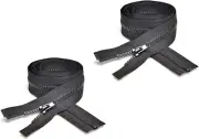 2PCS 24 Inch Separating Jacket Zippers for Sewing Coats Jacket Zipper Black