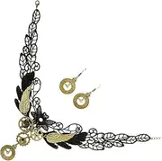 [LRXIYODE] 3pcs Retro Lace Choker Neck Chain Earrings for Women Vintage Elegant Accessory for Daily Wear for Girls and Women