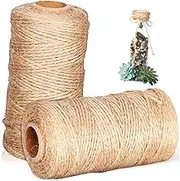 IWOWHERO 2Rolls Jute Twine Cords Natural Linen Rope Strings for DIY Crafts Wrapping Decorations Gardening Easy to Cut Soft Durable for Creative Projects