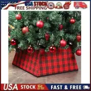 Fabric Christmas Tree Collar, Square Christmas Tree Ring, Red & Black Plaid