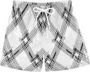 [RPLIFE] Swimming Trunks for Kids, Anti Chafe Swim Trunks Boys 2 T, Classic Black White Tartan Plaid