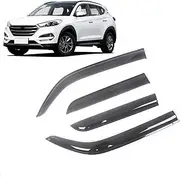 Auto Side Window Wind Deflectors Visors Black Rain Guard Door Visor Vent Shade Dark Smoke Ventvisor Compatible with Hyundai Tucson 2005-2021(Compatible with Tucson 2005-2009)
