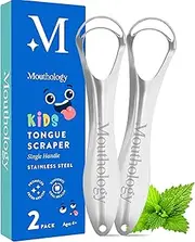 Tongue Scraper for Kids (2 Pack), Stainless Steel Tongue Cleaner (Reduce Bad Breath), Metal Tongue Scrubber for Children, Improve Oral Health