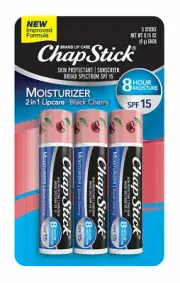 ChapStick Spf 15 Suncreen Moisturizer Black Cherry Lip Balm, 0.15 Oz, 3 Pack