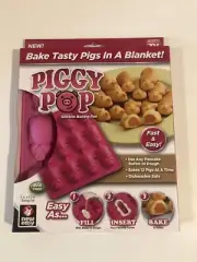 PIGGY POP Silicone Baking Pan Bakes 12 Pigs At A Time - As Seen On TV - NEW